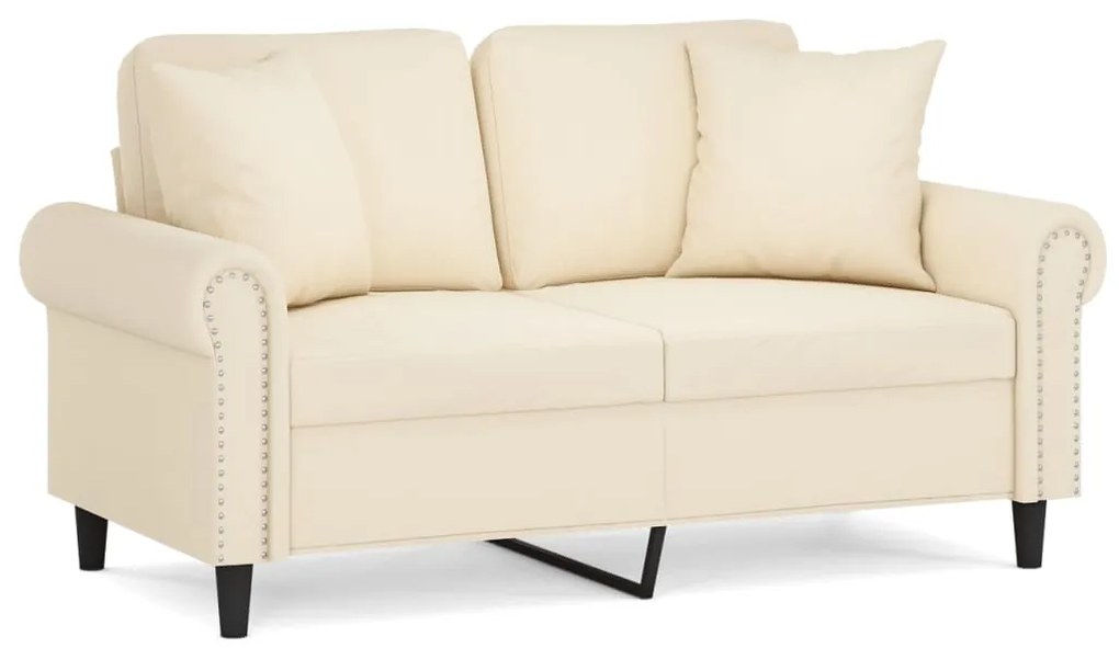 3153203 vidaXL Canapea cu 2 locuri cu perne&pernuțe, crem, 120 cm, catifea
