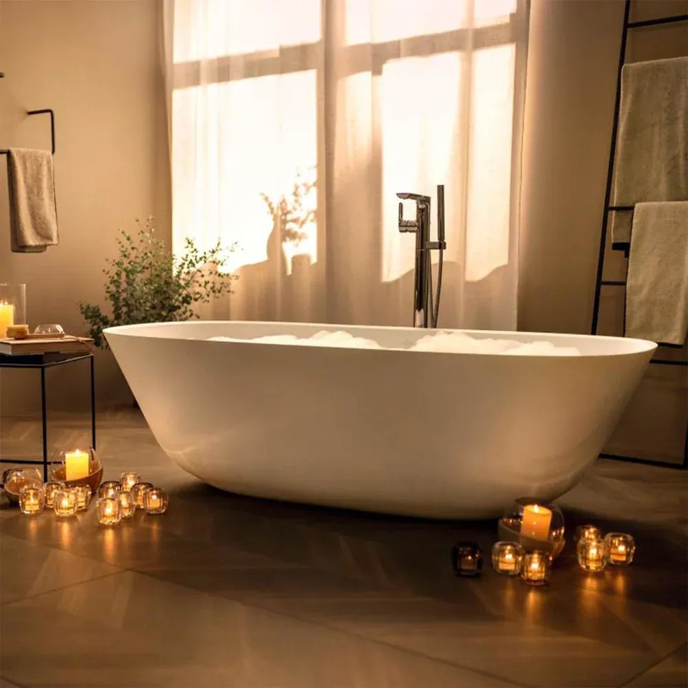 Cada baie freestanding 155x75 cm alb alpin, ovala, VilleroyBoch Theano