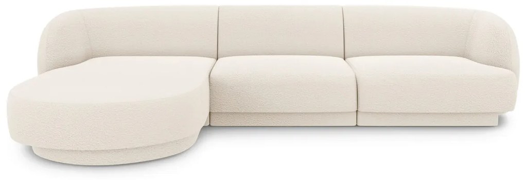 Coltar stanga 4 locuri, Miley, Micadoni Home, BL, 259x155x74 cm, poliester Boucle, bej