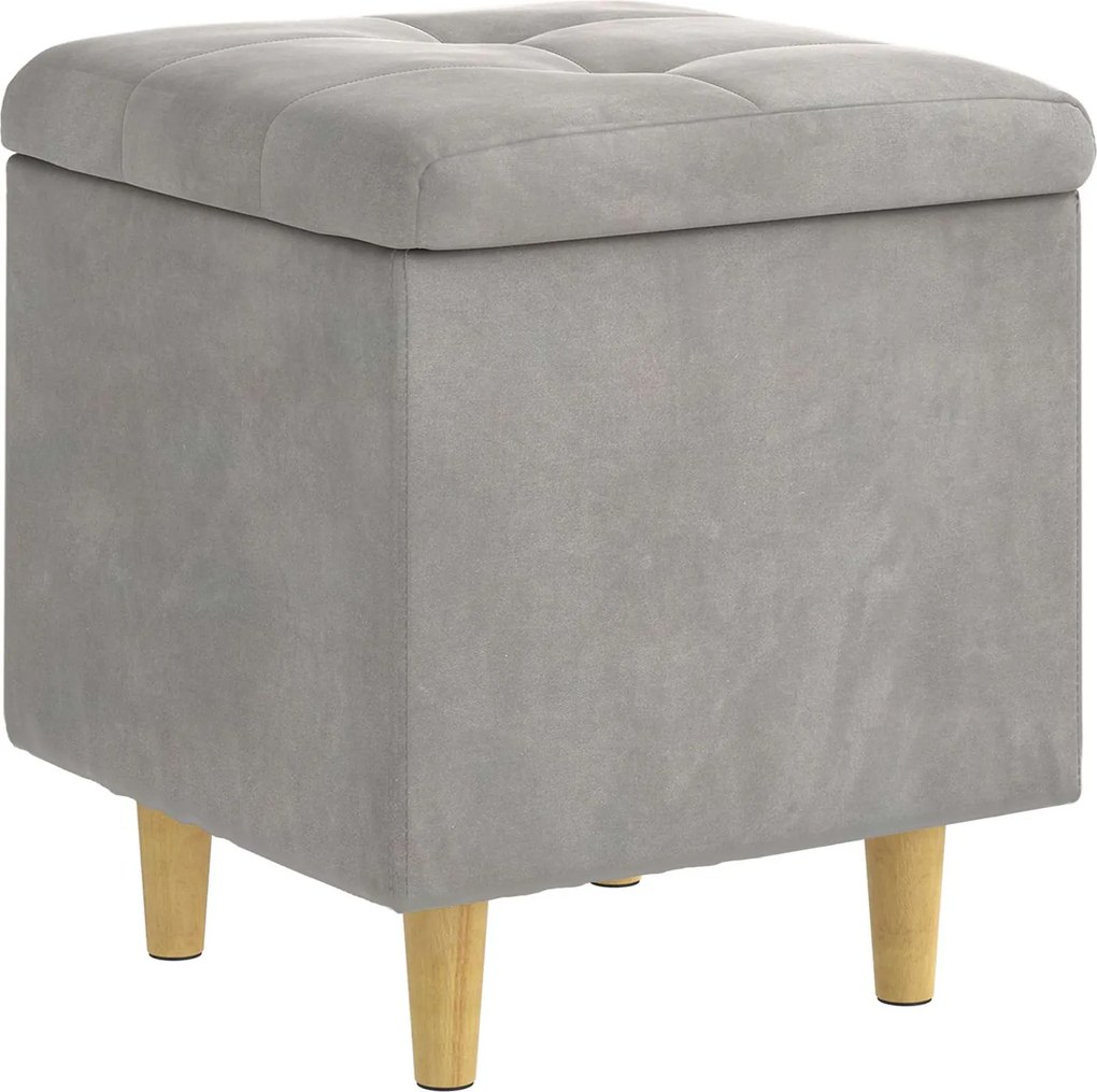 vidaXL Ottomană de depozitare Gri deschis 40 x 40 x 45 cm Catifea