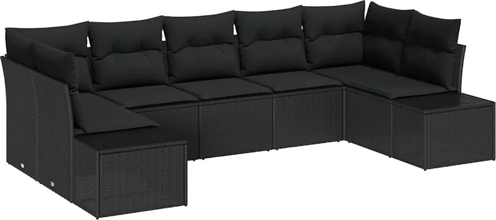 vidaXL Set de canapele pentru grădină 7 pcs Negru Rattan poli