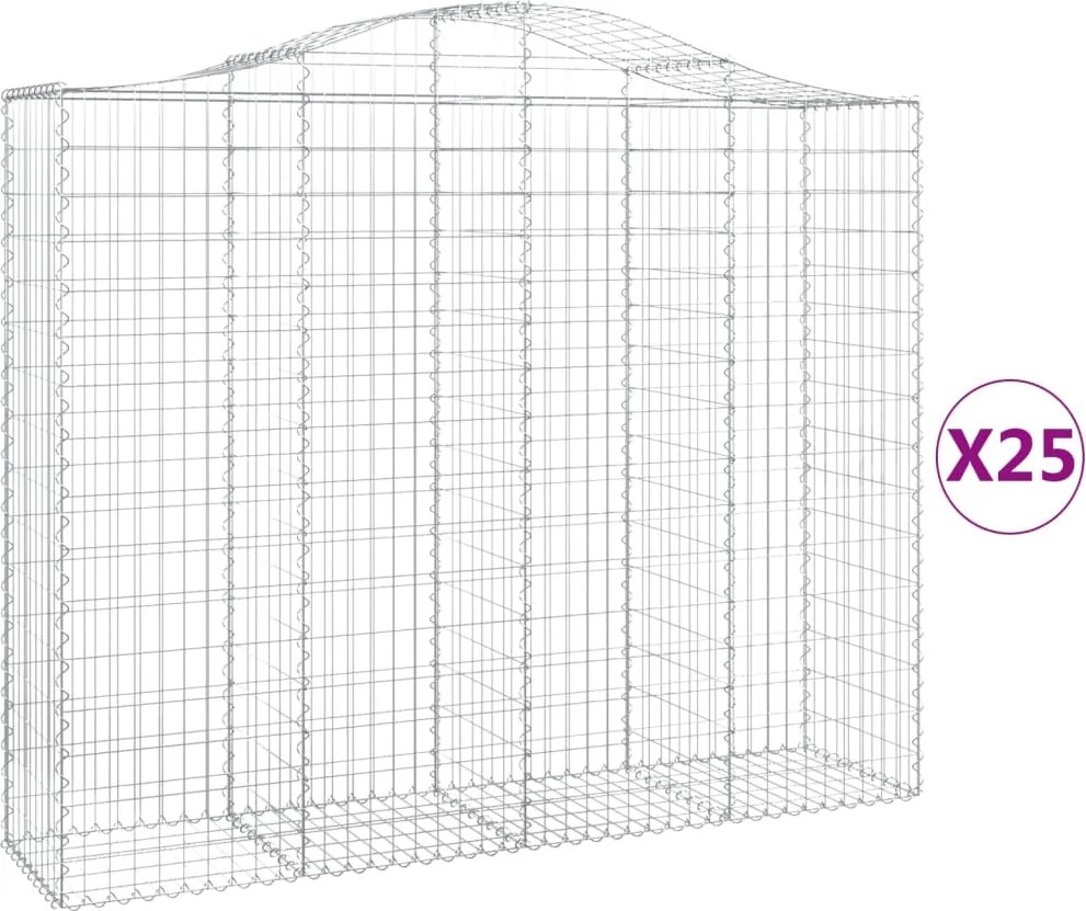 vidaXL Coș gabion arcuit, 25 buc, 200x50x160/180 cm, fier galvanizat