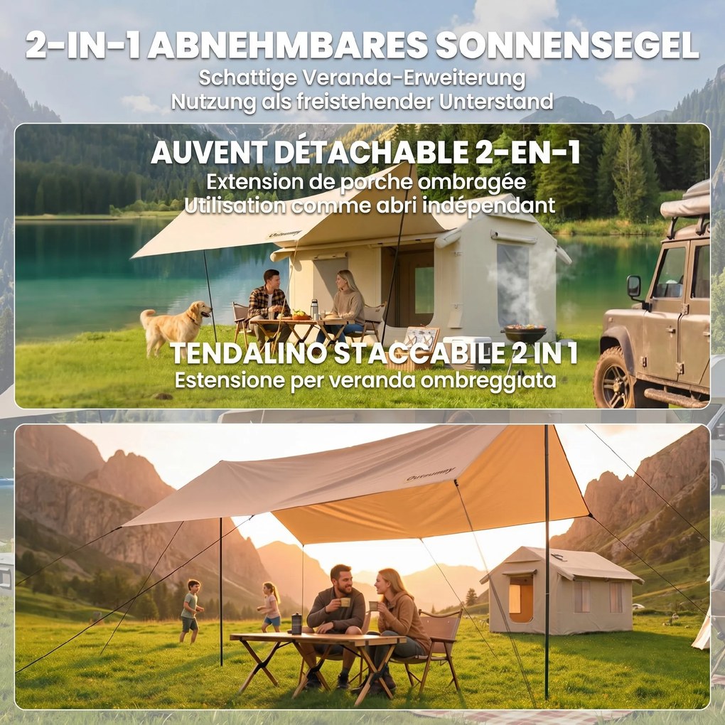 Outsunny Corturi Gonflabile Impermeabile pentru Glamping cu Orificiu pentru Sobă pentru 6-8 Persoane | Aosom Romania