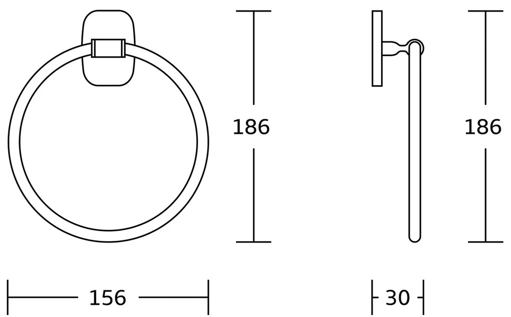 Suport de prosoape cerc AQUALINE RB106 Rumba,  argintiu