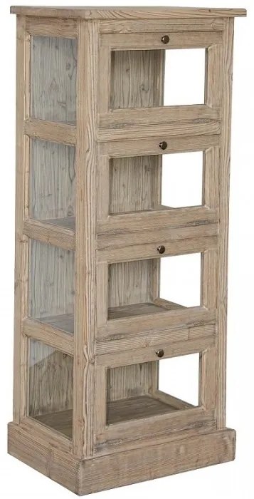 Vitrina, natur, din lemn de pin cu aspect vintage, small single, Paris