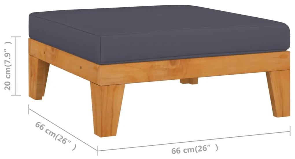 Set mobilier gradina cu perne, 7 piese, lemn masiv acacia Morke gra, 2x colt + 2x mijloc + 2x suport pentru picioare +  masa, 1