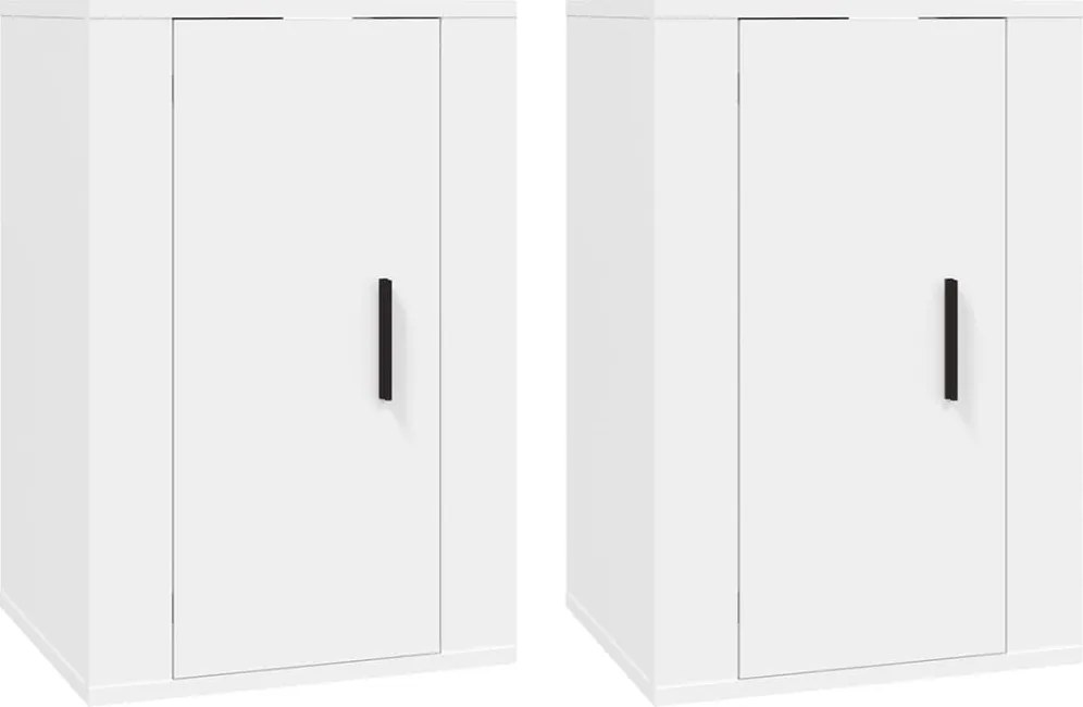 vidaXL Dulapuri TV montate pe perete, 2 buc., alb, 40x34,5x60 cm