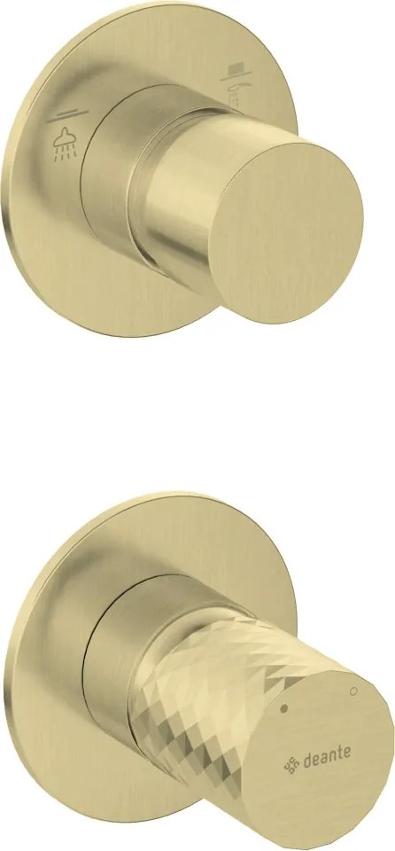 🚿 Baterie pentru duș încastrată SILIA HEXA, cu comutator – Finisaj auriu periat – Cod BHS_R44P