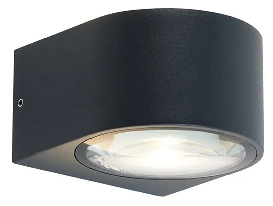 Aplică modernă exterioară neagră cu LED integrat 2 lumini IP54 - Carla