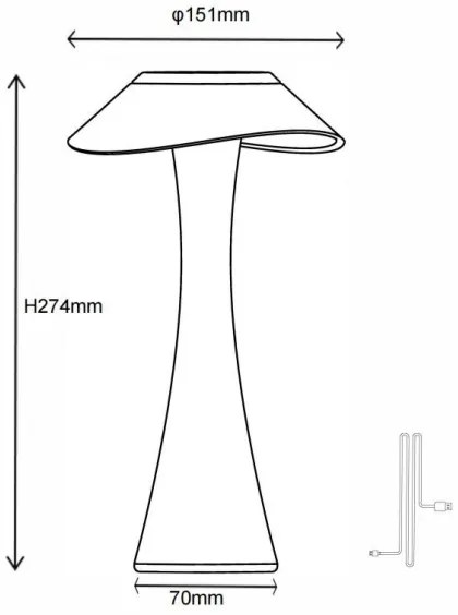 Lampă LED reîncărcabilă dimabilă de masă Globo 21025A AMBRA LED/2,5W/3,7V 2700K/4500K/6500K auriu
