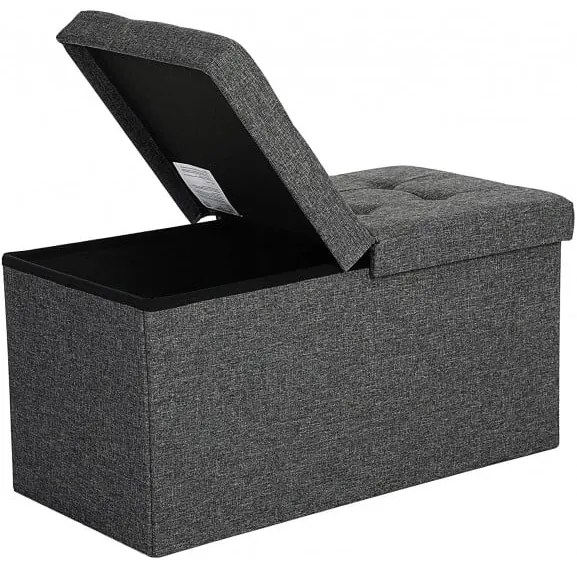 Bancheta Pliabila Amelia, Cu Lada, Gri Inchis, 76 x 38 x 38 cm