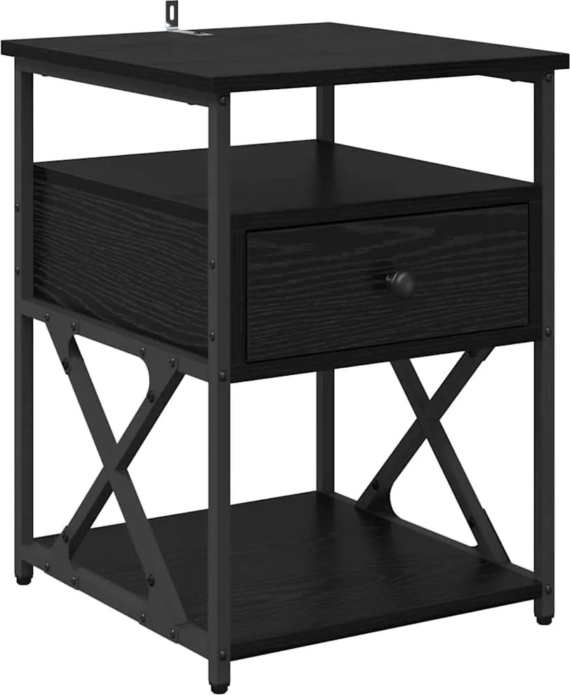 vidaXL Dulap de noapte Stejar Negru 40 x 42 x 55 cm Lemn compozit