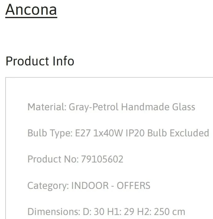 Pendul design decorativ Ancona gri