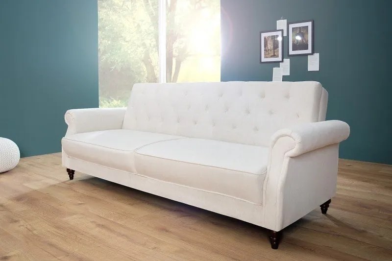 Canapea extensibila design Chesterfield, Maison Belle Affaire 220cm, natur