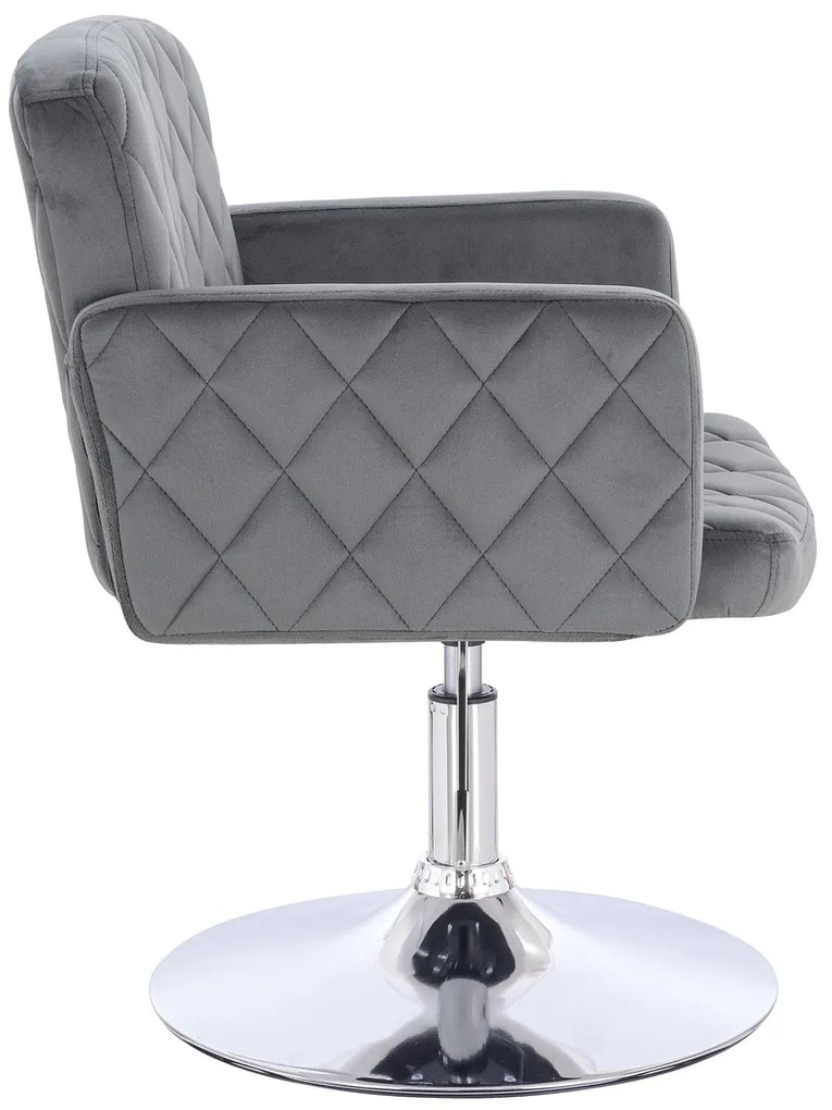 HR802N Scaun Grafit din Catifea cu Bază Cromata