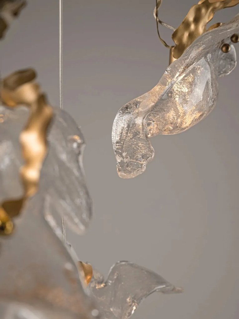 Lustra cu pendule LED otel auriu si sticla transparenta AVESA 60W