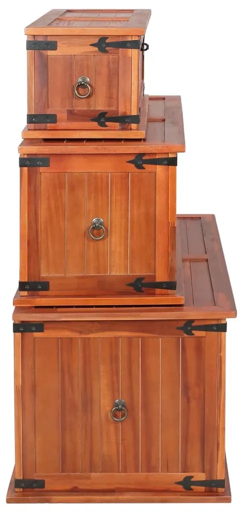 247243 vidaXL Cufere de depozitare, 3 buc., lemn masiv de acacia