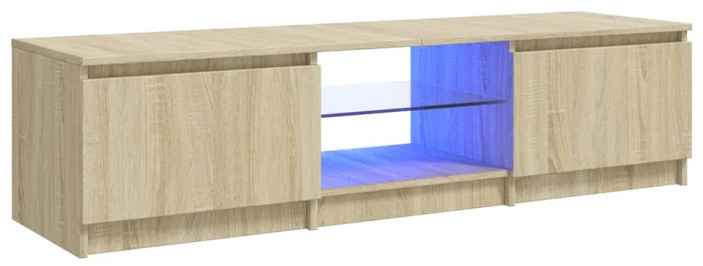 804295 vidaXL Comodă TV cu lumini LED, stejar sonoma, 140x40x35,5 cm