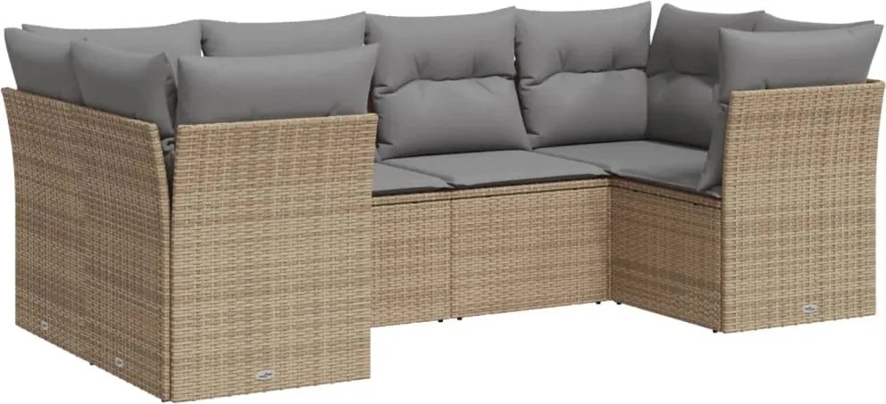 vidaXL Set canapele de grădină cu perne, 6 piese, bej, poliratan