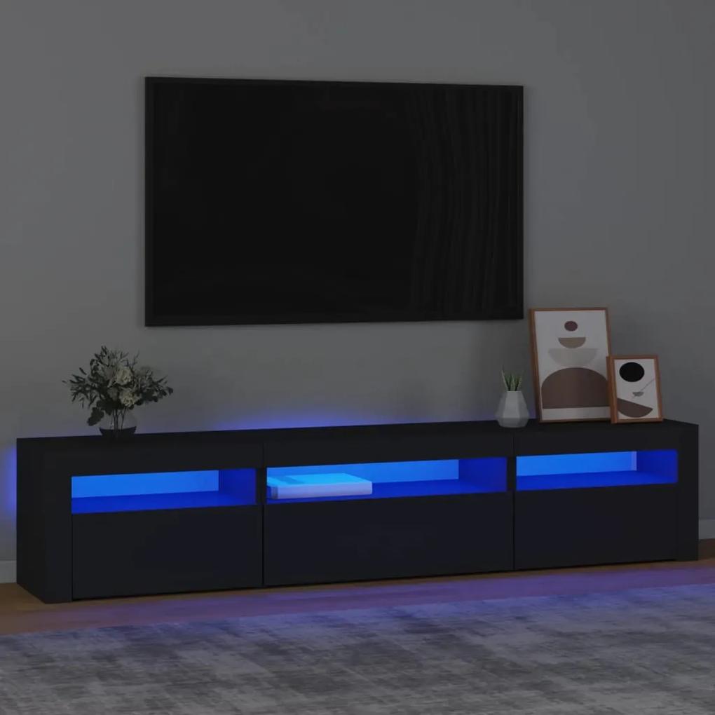 3152739 vidaXL Comodă TV cu lumini LED, negru, 195x35x40 cm