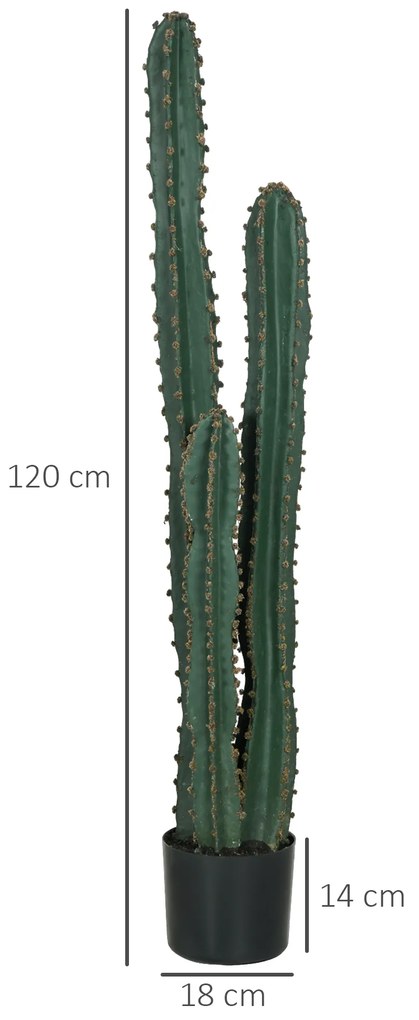Outsunny Cactus artificial extrem de realist plantă artificială de dimensiuni mari dim. Ø 18 x 120H cm verde | Aosom Romania