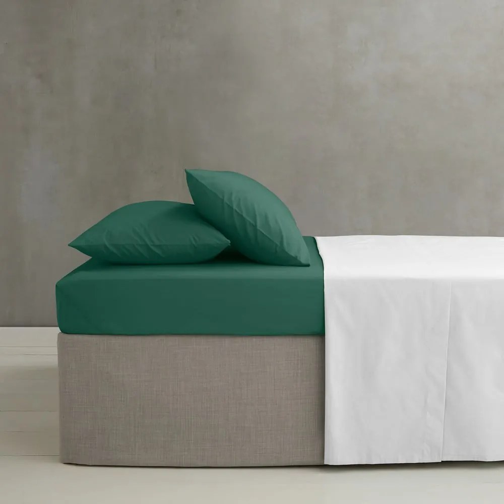 Cearceaf verde închis din bumbac percale cu elastic 135x190 cm Easy Iron Percale – Catherine Lansfield