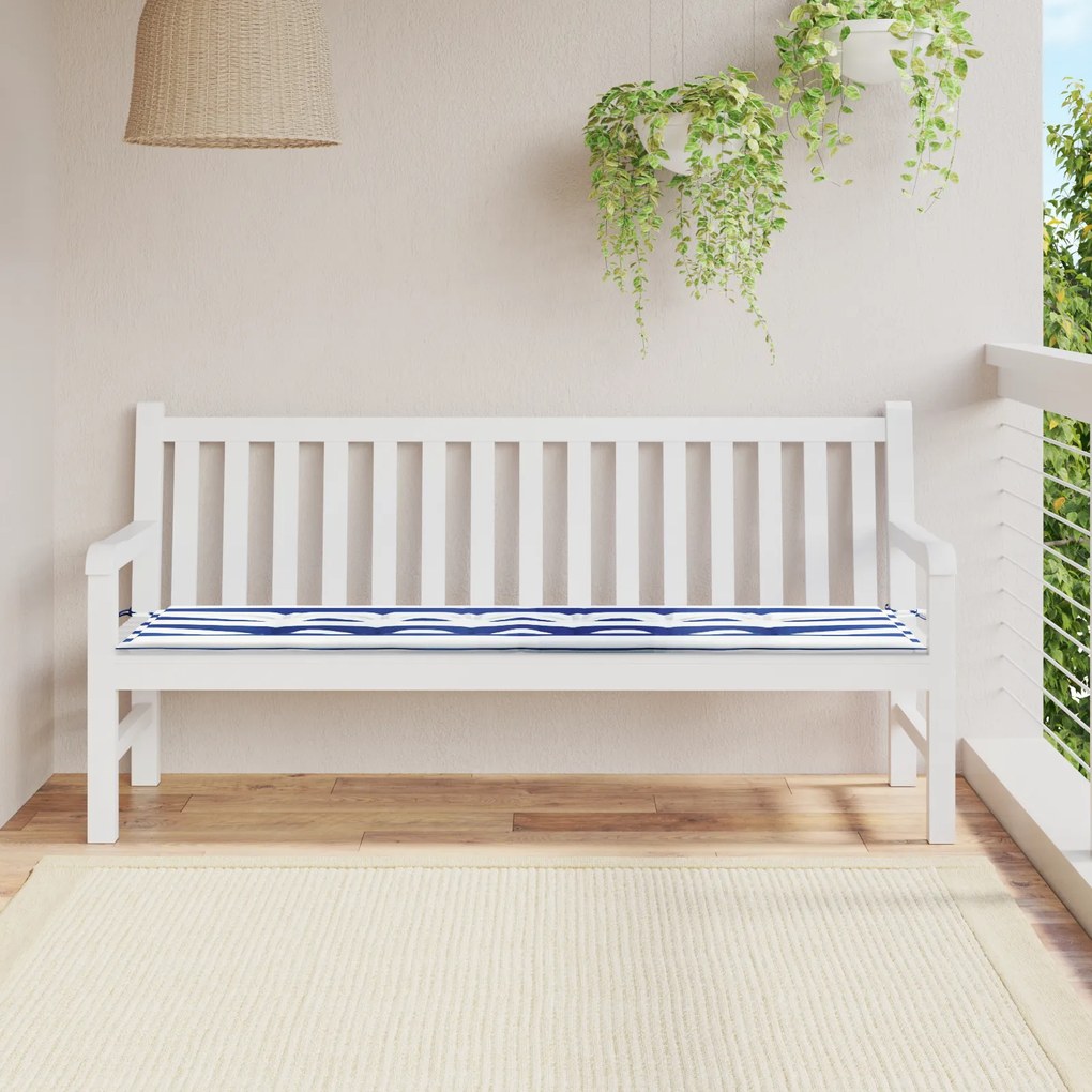 vidaXL Pernă bancă, dungi albastre/albe, 180x50x4 cm, material oxford