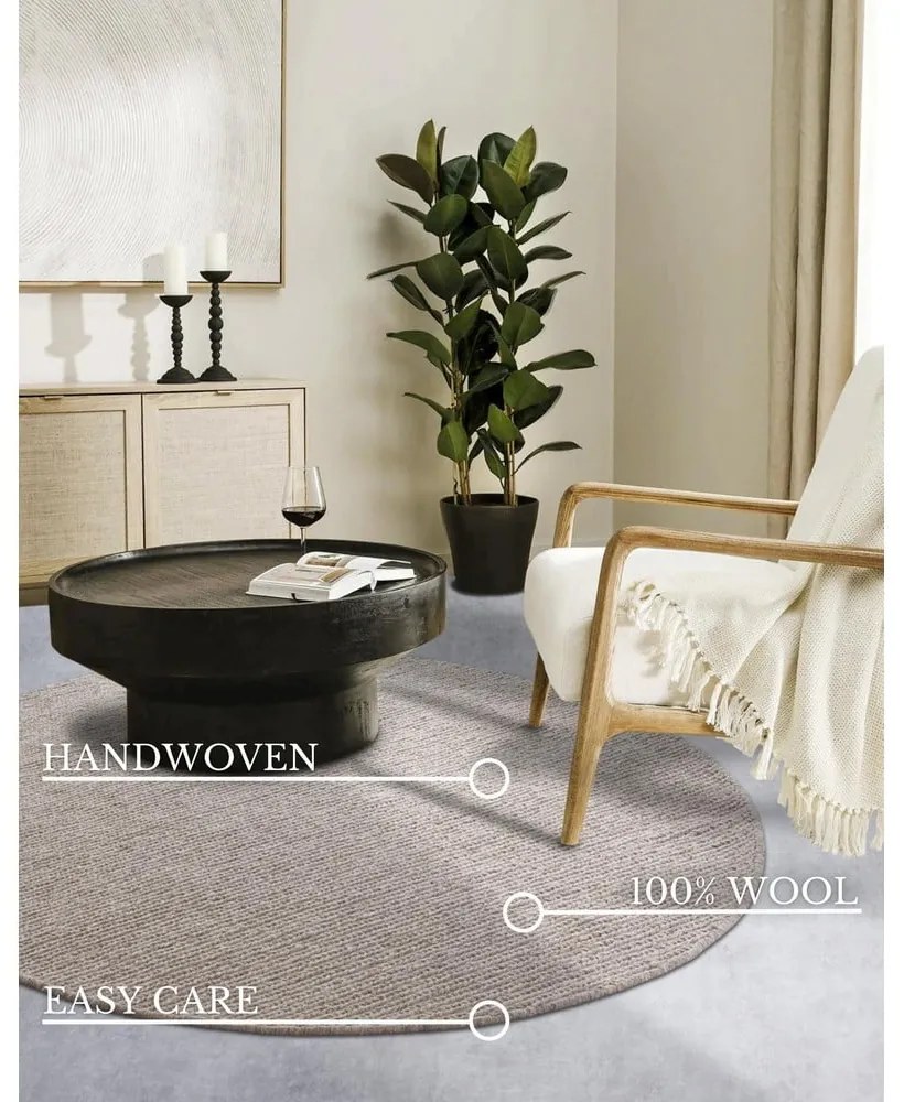 Covor maro deschis țesut manual rotund din lână ø 200 cm Francois – Villeroy&amp;Boch