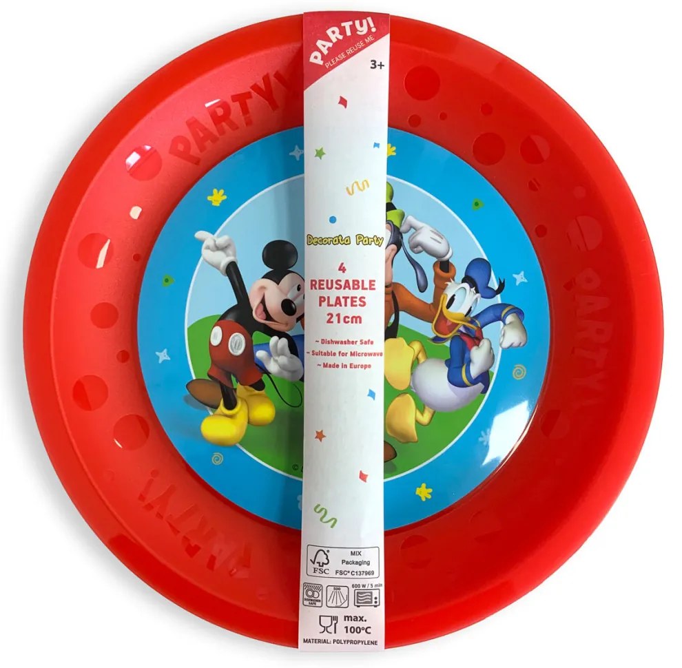 Disney Mickey Rock the House set de farfurii micro premium din plastic 4 bucăți 21 cm