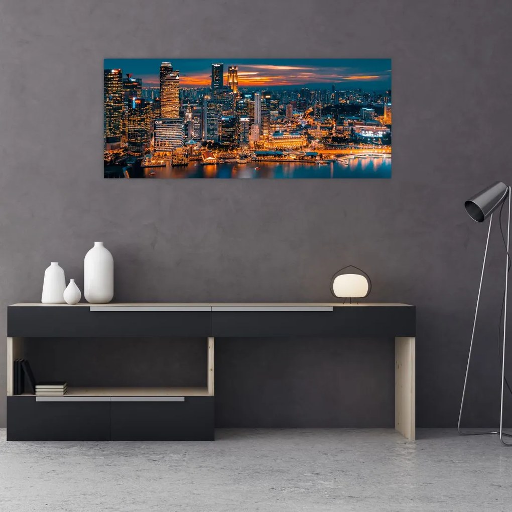 Tablou cu orașul nocturn (120x50 cm)