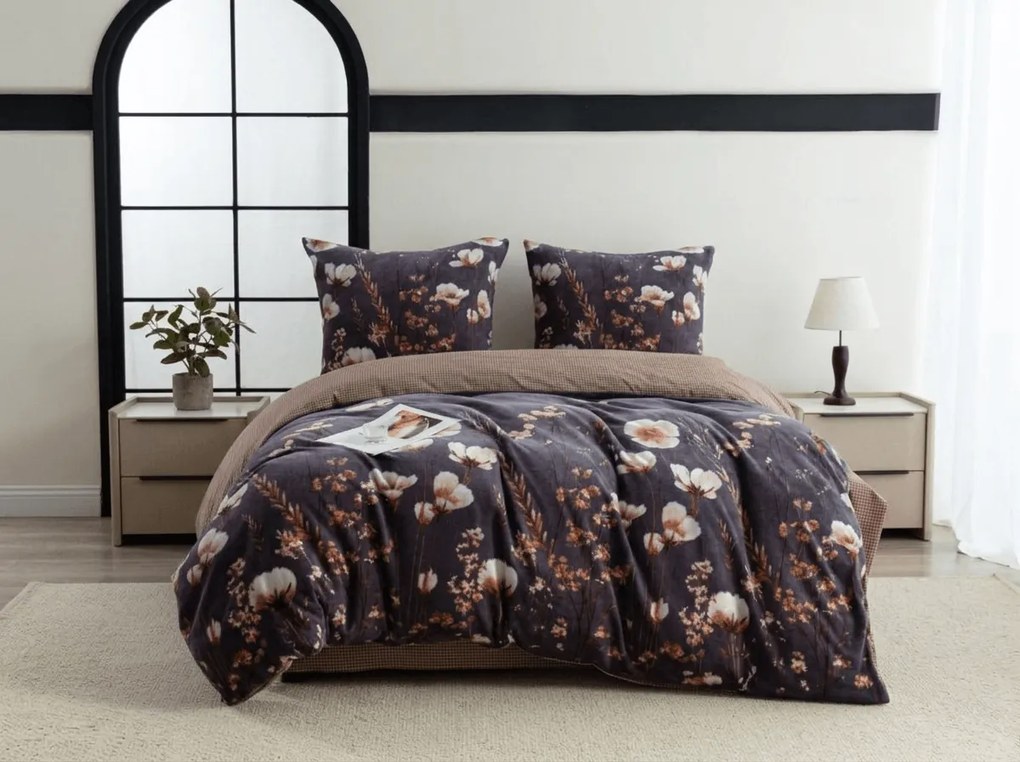 Lenjerie de pat cocolino DUO SENSE ARVENA gri inchis microplus/flanel Dimensiune lenjerie de pat: 70 x 90 cm | 140 x 220 cm