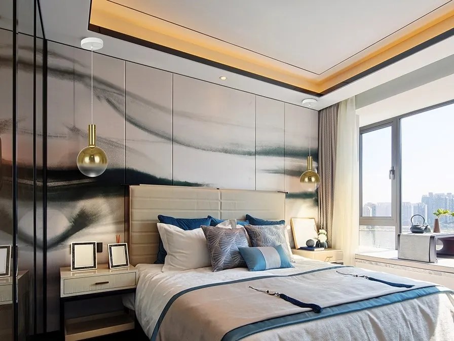 Pendul LED design modern Matices alb/auriu