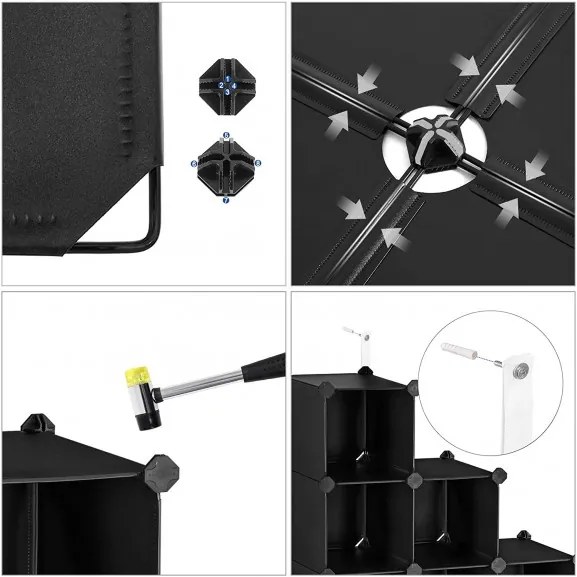 Raft De Depozitare Din Plastic, Negru, 113 x 36 x 113 cm