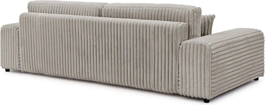 Canapea gri deschis extensibilă/cu spațiu de depozitare cu tapițerie din catifea reiată 260 cm Justin – Ropez