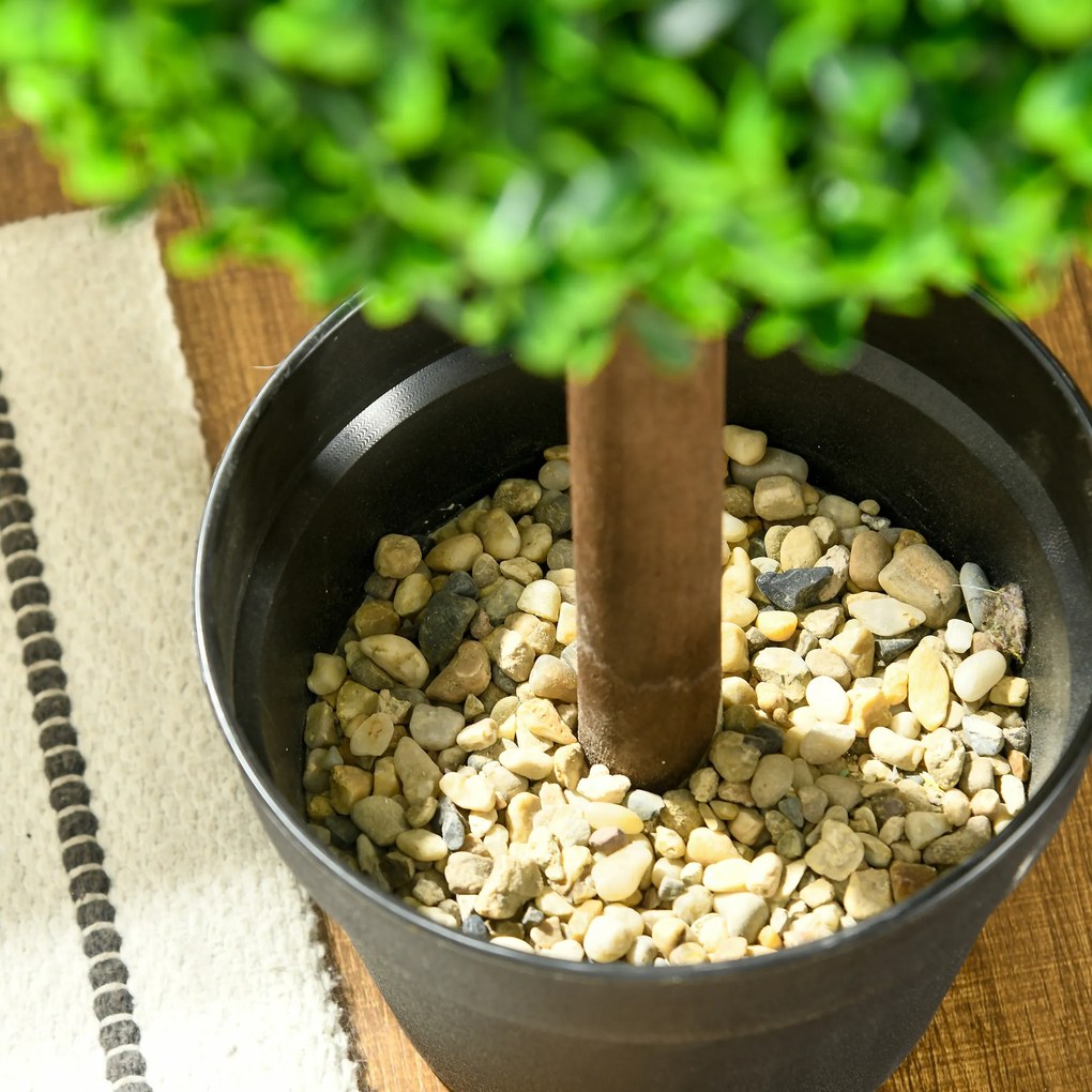 HOMCOM Set de 2 arbori buxus artificial cu dublă mingi cu trunchi și ghiveci inclus - înălțime 90 cm verde | Aosom Romania