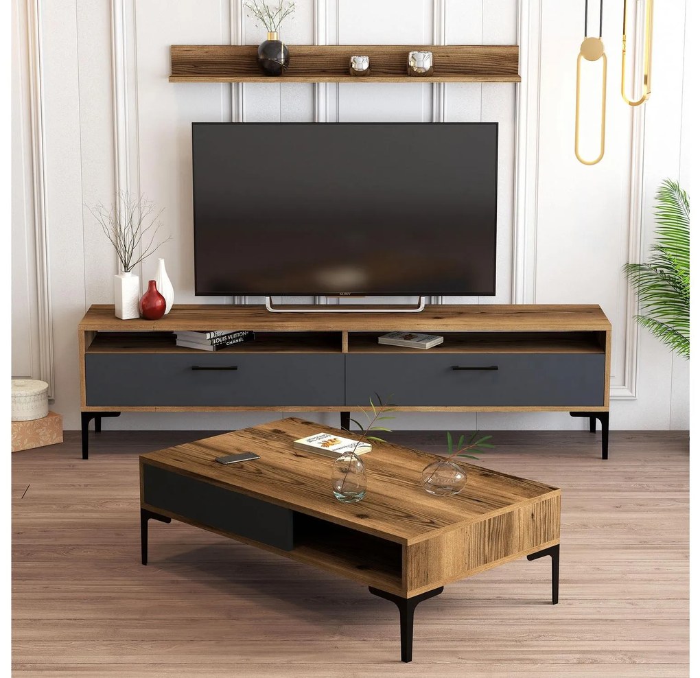 Set mobilier living Irma (nuc + antracit). 1089189