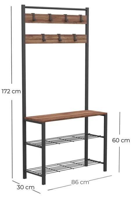 Set de hol negru din lemn reciclat - Kalune Design