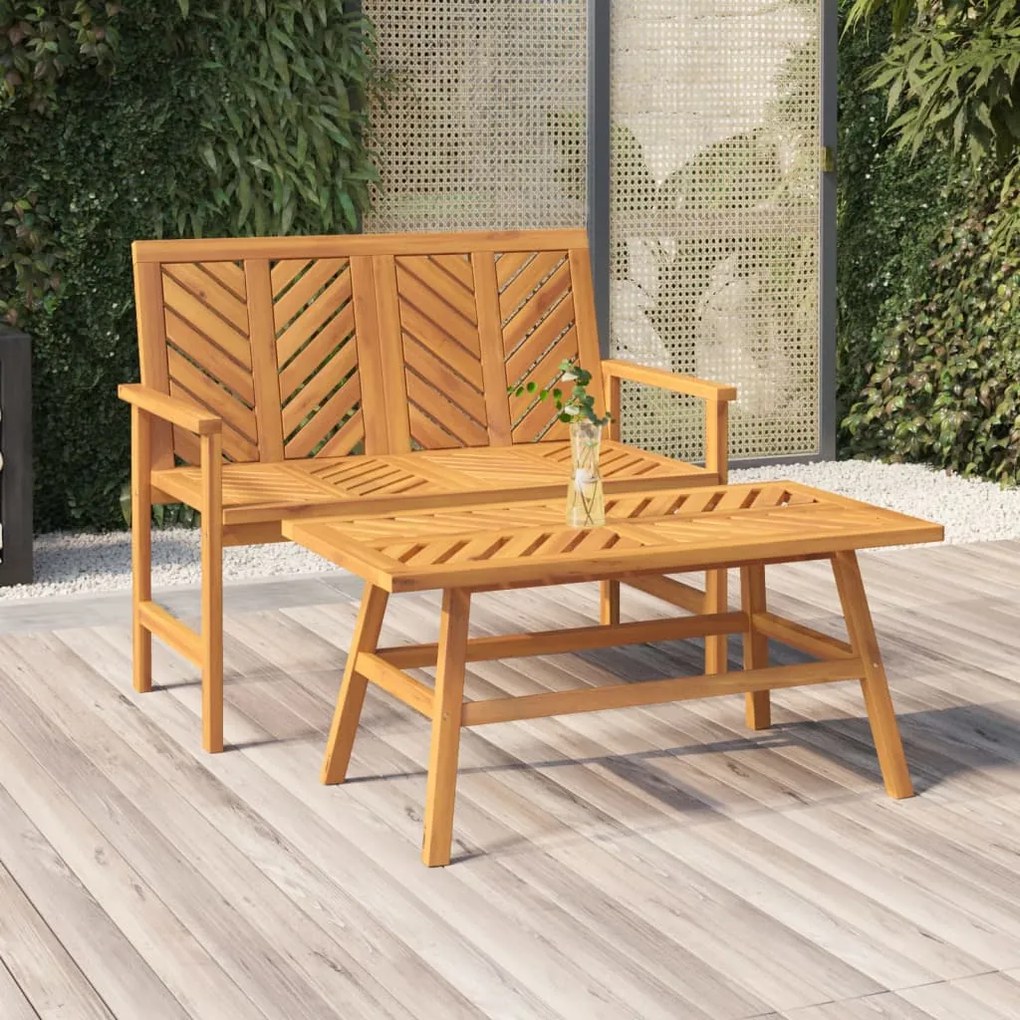 vidaXL Set mobilier de relaxare de grădină, 2 piese, lemn masiv acacia