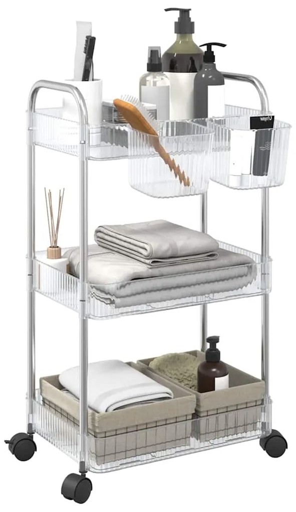 vidaXL Cărucior de depozitare cu 3 niveluri transparent acrilic
