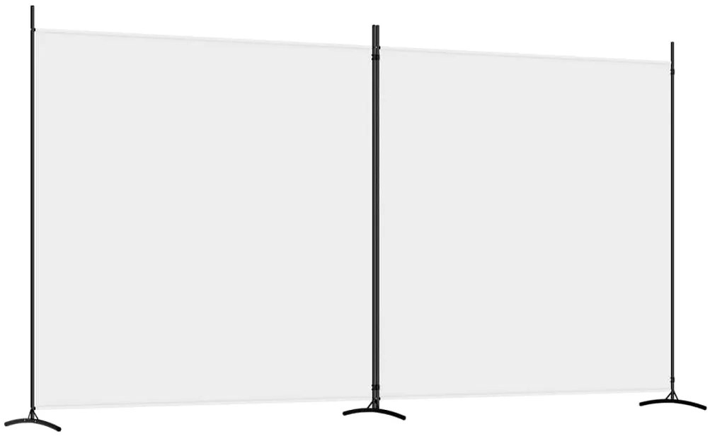 350274 vidaXL Paravan de cameră cu 2 panouri, alb, 348x180 cm