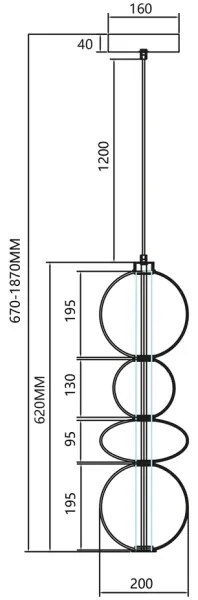 Lustră LED pe cablu DAPHNE LED/36W/230V auriu
