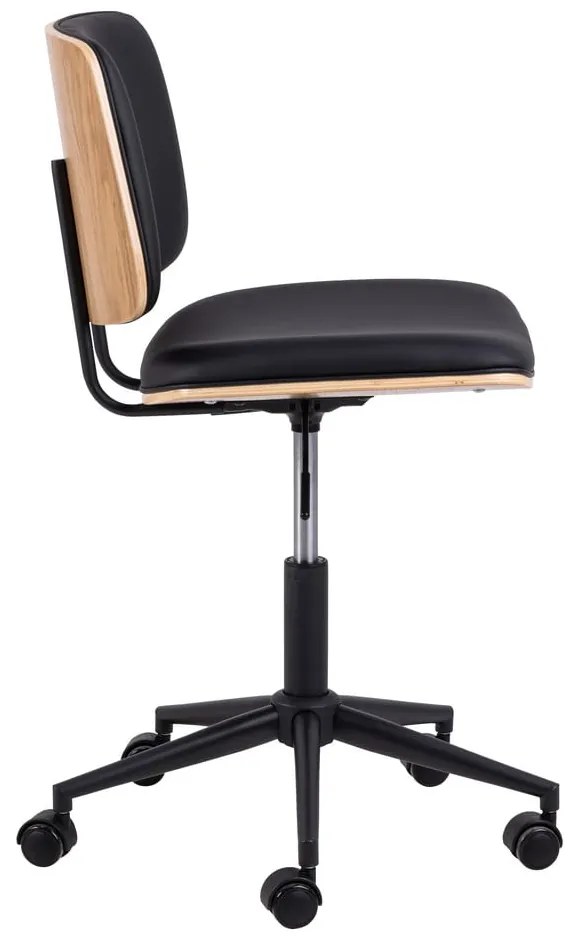 Scaun de birou negru din imitație de piele Owen – Actona