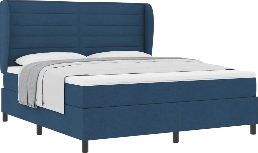 vidaXL Pat cu arcuri cu saltea albastru 180 x 200 cm țesătură