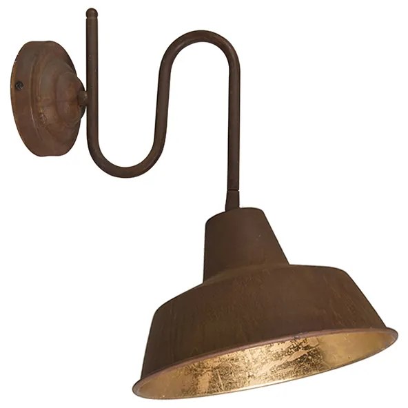 Lampă de perete industrială ruginită cu interior auriu - Factory
