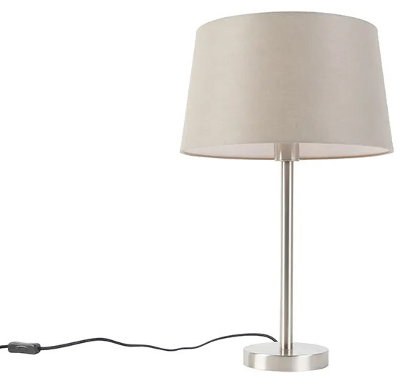 Lampă de masă modernă din oțel cu abajur taupe 35 cm - Simplo