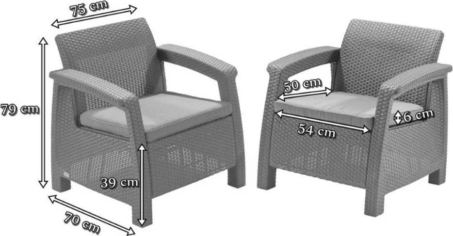 Set de mobilier de grădină Corfu Fiesta duo cub grafit