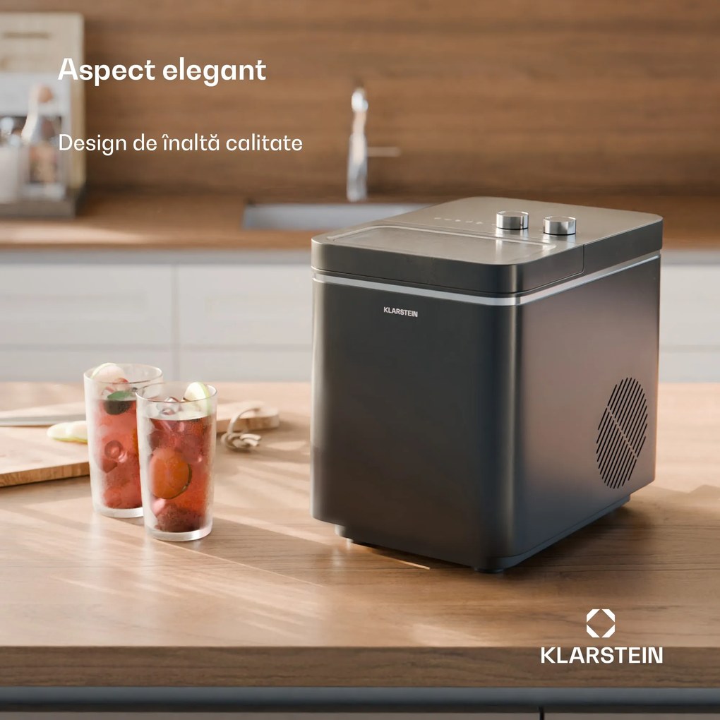 Klarstein IceCraft mașină de făcut gheață | 2 moduri | 1,3 litri apă rece | curățare automată | 12 kg/24h