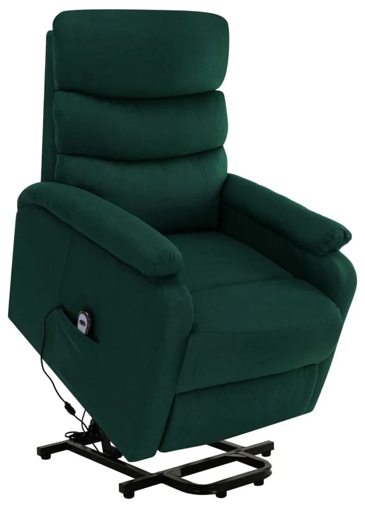 Fotoliu de masaj rabatabil vertical, verde închis, textil