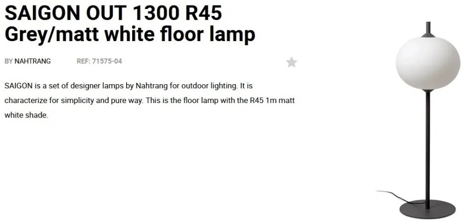 Lampa de podea iluminat exterior decorativ SAIGON 130/R45 gri/alb