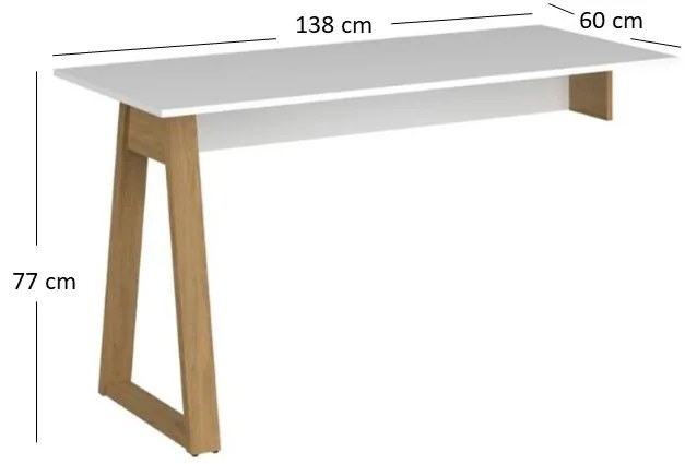 Masă PC Nickole 140 (alb + Stejar pietros). 1053080